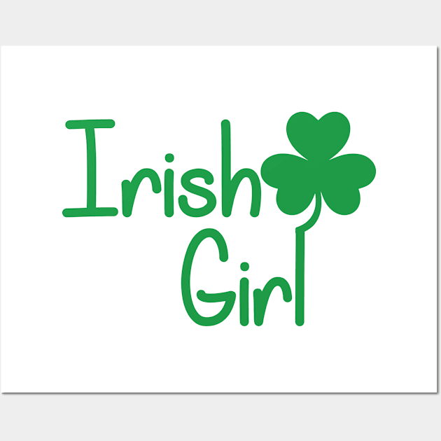 Irish Girl Clover Four Leaf Cute Woman Red HEad Wall Art by Mellowdellow